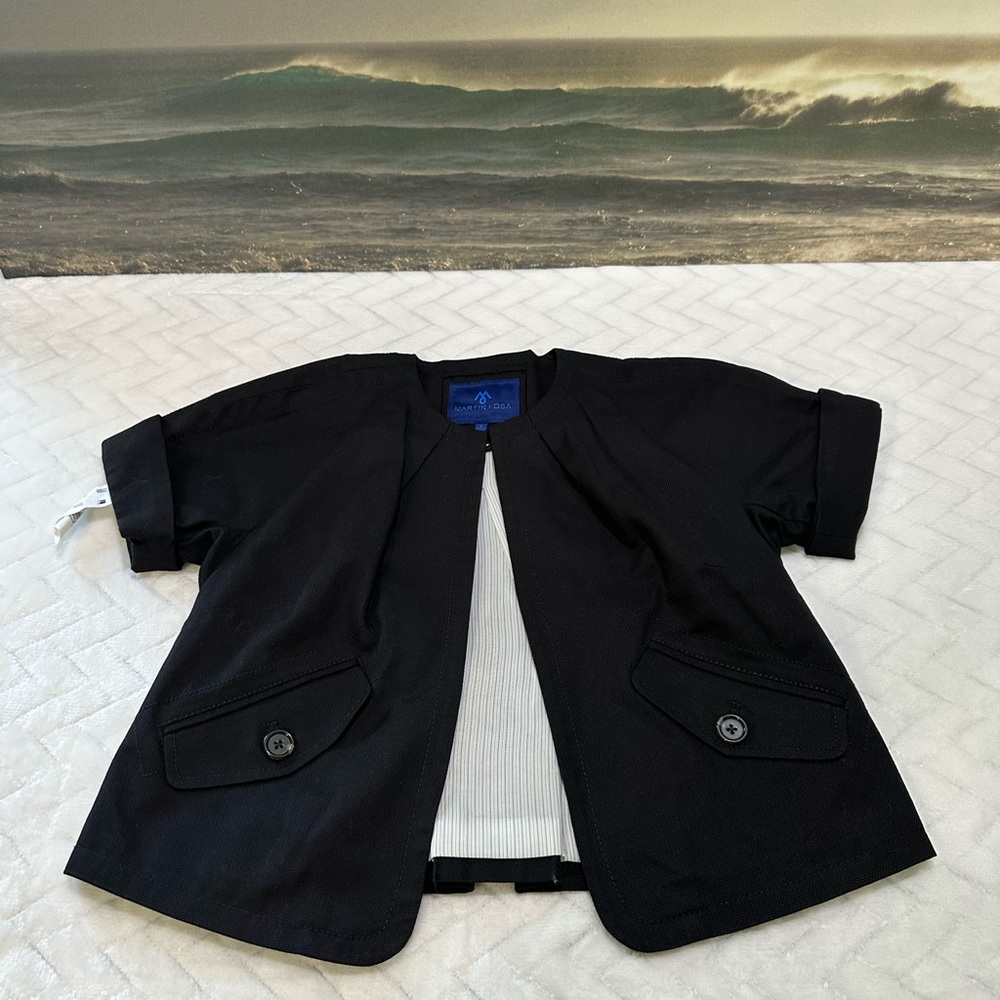 Euc $78 Martin & + And Osa Suit Coat Jacket Blazer Black Short Cuff Sleeve 2 XS - Picture 4 of 14